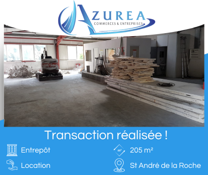 Location d'un entrepôt de 205 m² à Saint André de la Roche.