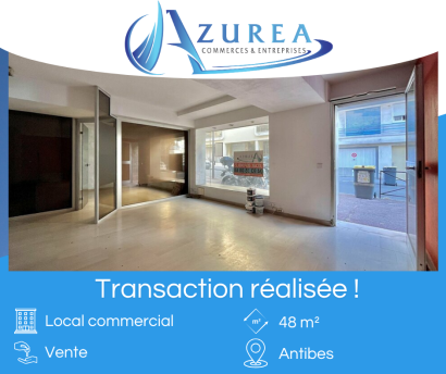 Vente d'un local commercial d'une surface de 48 m² situé à Antibes